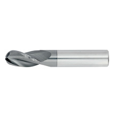 17/32" Diameter 3 Flute 1-1/4" Cut 3-1/2" Length 9/16" Round Shank Single End Ball Nose TiALN Standard Carbide End Mills