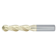 3/4" Diameter 2 Flute 2-1/4" Cut 5" Length 3/4" Round Shank Single End Ball Nose ZrN ULTRA High Performance End Mills for Aluminum