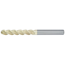 1" Diameter 3 Flute 3" Cut 6" Length 1" Round Shank Single End Ball Nose ZrN ULTRA High Performance End Mills for Aluminum