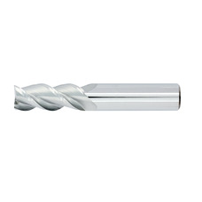 1/2" Diameter 3 Flute 1-1/4" Cut 3" Length 1/2" Round Shank 36DEG Helix Single End .030 Corner Radius Uncoated ULTRA High Performance End Mills for Aluminum