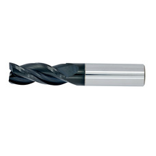 1" Diameter 3 Flute 1-1/2" Cut 4" Length 1" Round Shank 36DEG Helix Single End .060 Corner Radius Uncoated ULTRA High Performance End Mills for Aluminum
