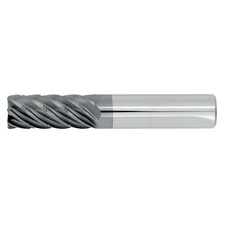 1" Diameter 7 Flute 1-1/2" Cut 4" Length 1" Round Shank .030 Corner Radius HEM Chip Breaker High Efficiency Machining End Mills