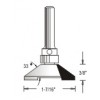 WP150435 Woodpecker Cope & Stick Bit 3 Flute 25/64" Cutting Height 1/4" Shank 33° Angle Rail & Stile Bits