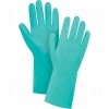 Cotton Flock-Lined Green Nitrile Gloves Medium (8) 15-mil
