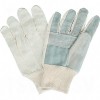 Standard Quality Split Cowhide Leather Palm Gloves Large Unlined Split Cowhide Knit Wrist Cotton     Leather Gloves