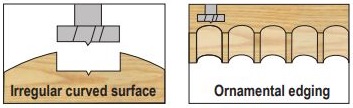Forstner bits for irregular cured surfaces and ornamental edging holes in wood.